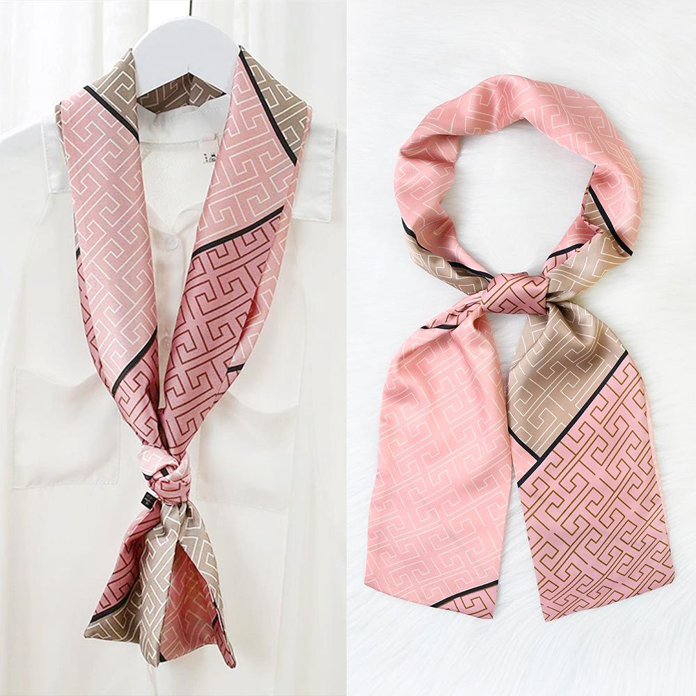 

Женская мода, универсальный полосатый шарф в полоску, нестандартный атласный длинный шарф, шелковый шарф, узкий длинный шарф премиум-класса в два слоя 14*150CM