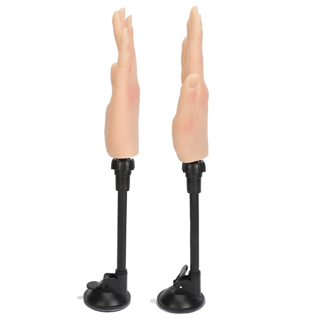 2pcs Nail Art Practice Hand Bendable Joints Silicone Nail Training Hand with Suction Cup Stand Nail Tips