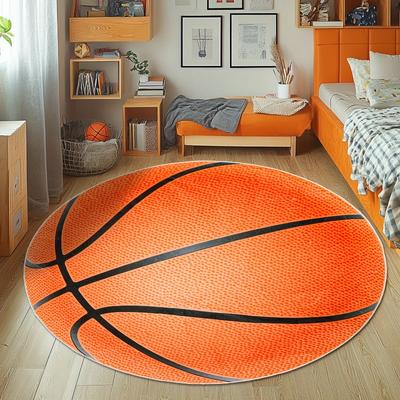 Mjuka Runda Basketmattor Barn Tonåring Shaggy Sängmattor Basketälskare Dekor Spelrum Sovrum Vardagsrum Golv Runda Mattor