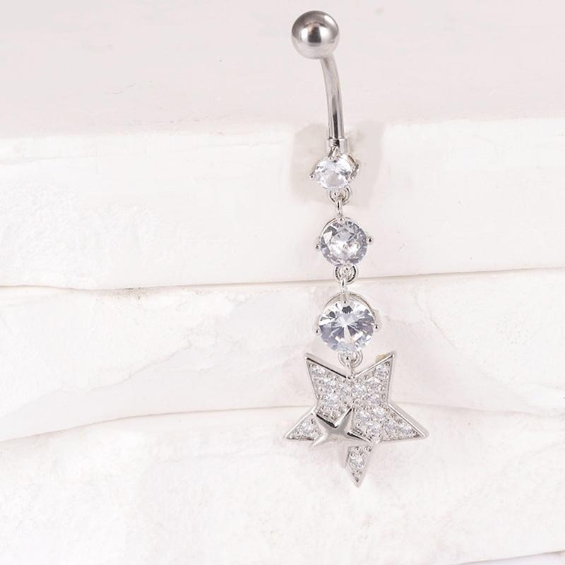 Modische Pentagramm Bauchnabelringe Edelstahl Langes Anhänger Schmetterling Herz Bauchnabelpiercing Ring Für Frauen Körperschmuck