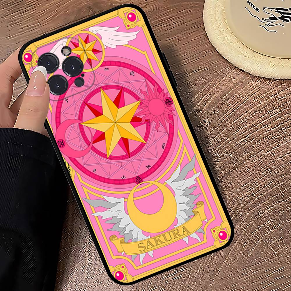 Anime C-CardcaptorS S-Sakura Phone Case For Iphone 17 16 15 14 13 12 11 Pro Max Plus Black Shell Cover Case