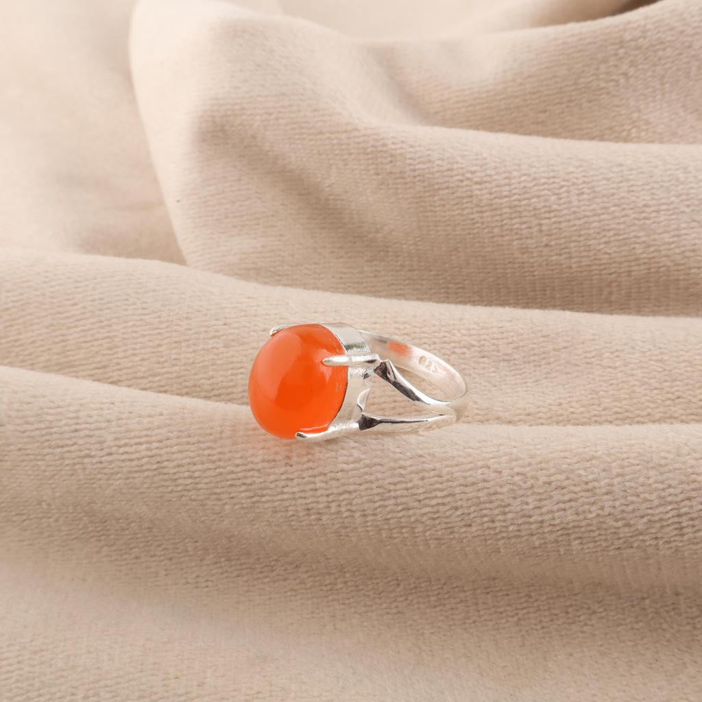 Natural Carnelian Gemstone 925 Sterling Silver Jewelry Elegant Wedding Ring For Women RR-75-26