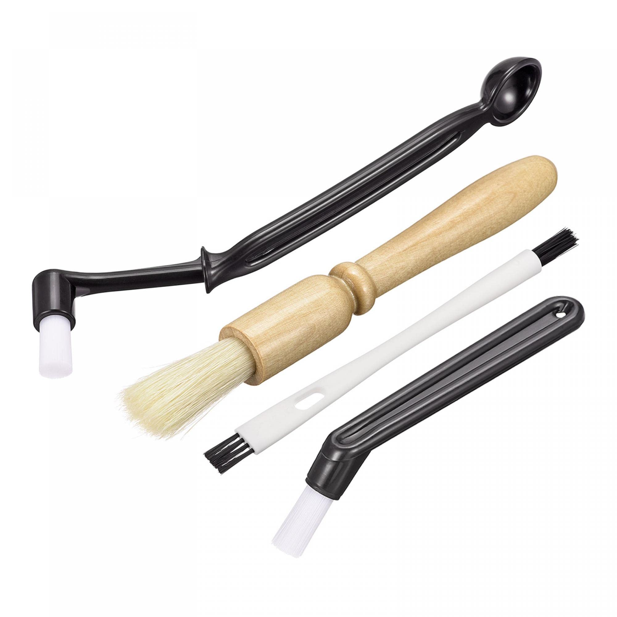 

uxcell Набор щеток для кофемашины, нейлоновая головка, моющийся инструмент для удаления пыли, для чистки эспрессо-машины, кофемолки, белый, черный, цвет дерева