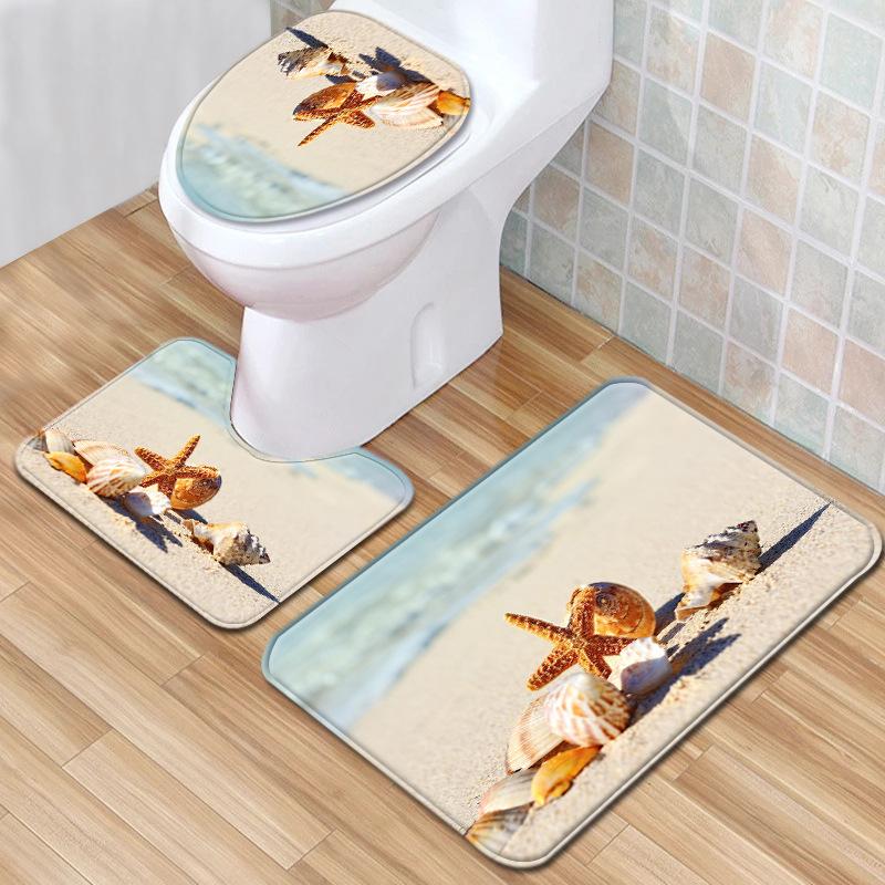 World Scenery Toilet Three-Piece Floor Mat Bathroom 3-Piece Mat Carpet Door Mat Is Now