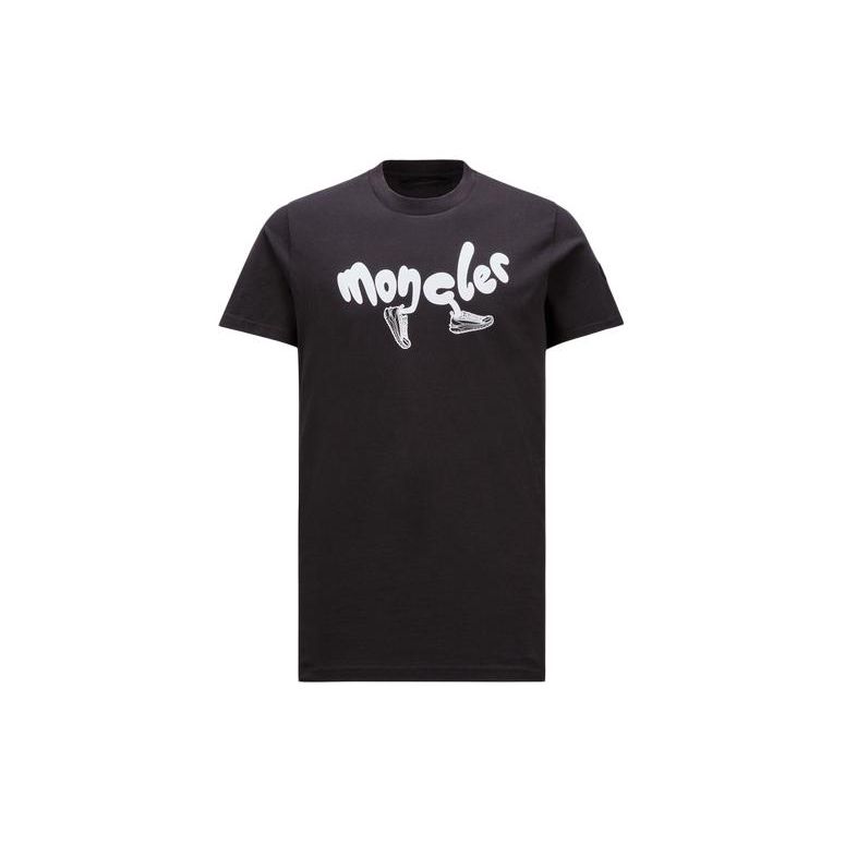 Moncler SS24 Bedrukt Logo Katoenen Ronde Hals Korte Mouw T-shirt Heren T-shirts Zwart J10918C000138390T998 L