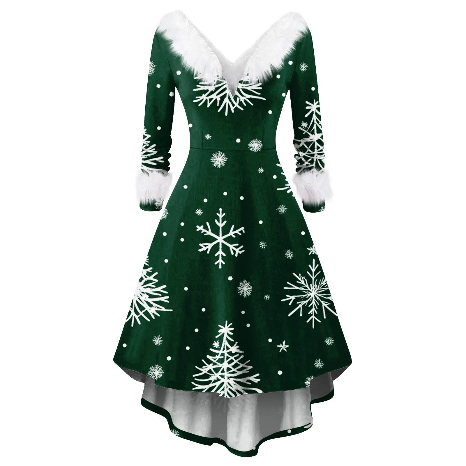 

Женские модные повседневные облегающие платья с V-образным вырезом и рождественским принтом для вечеринок с длинным рукавом, повседневные платья XXXXXL