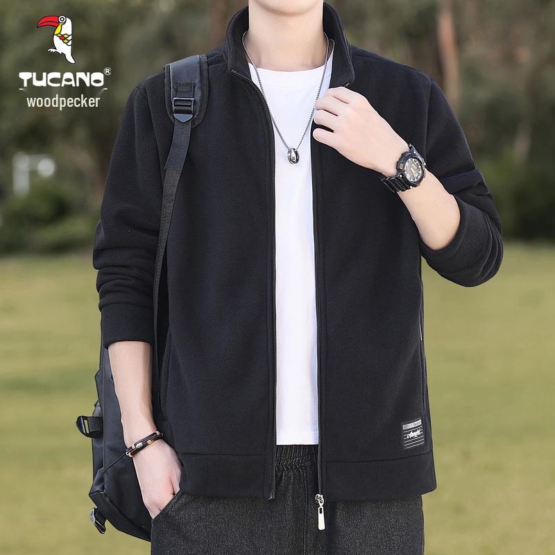 Woodpecker Men s Stand-up Collar Fleece Jacket Spring Autumn Winter Casual Outdoor Sweatshirt Plus Size Available M 95-115 kg 4580₽