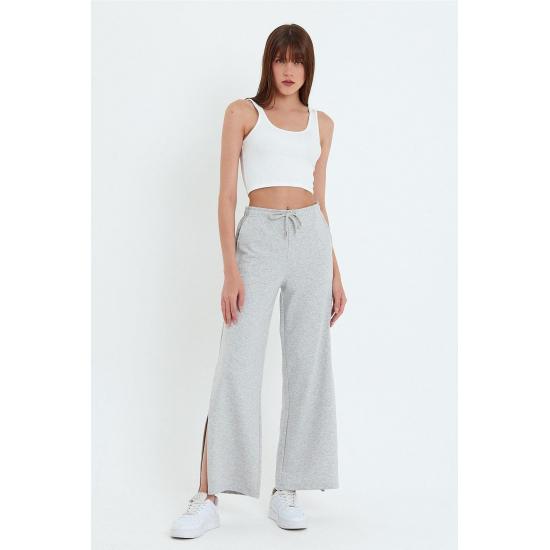 Women's Pocketed Slit Sweatpants Trousers