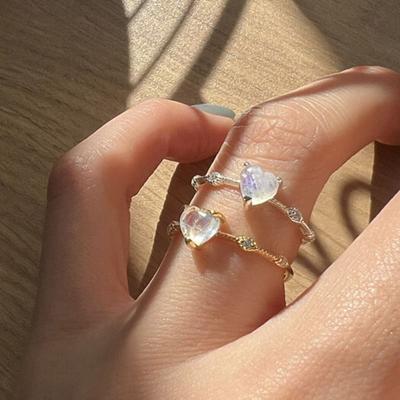 Mosxe [925silver] Aqua Heart Ring (2color)