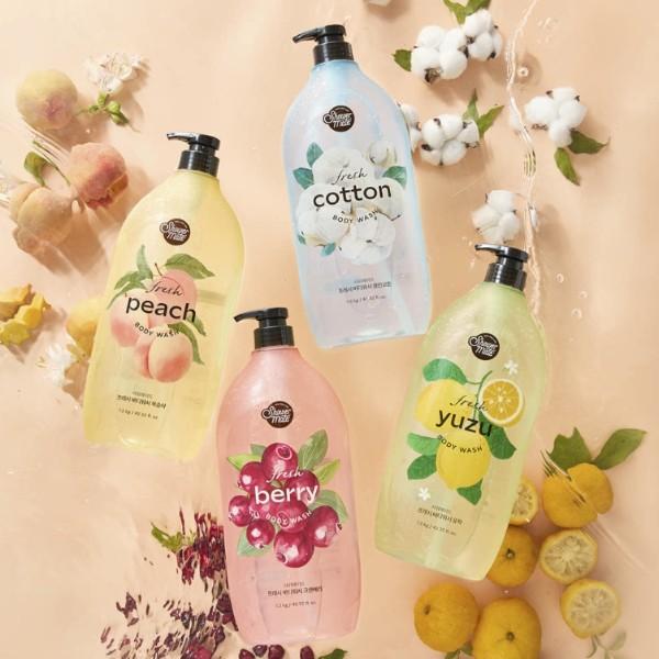 Duschgel Mate Körperpflege Früchte 4 Sorten(Pfirsich / Baumwolle / Beere / Yuzu) 1200g, koreanische Kosmetik