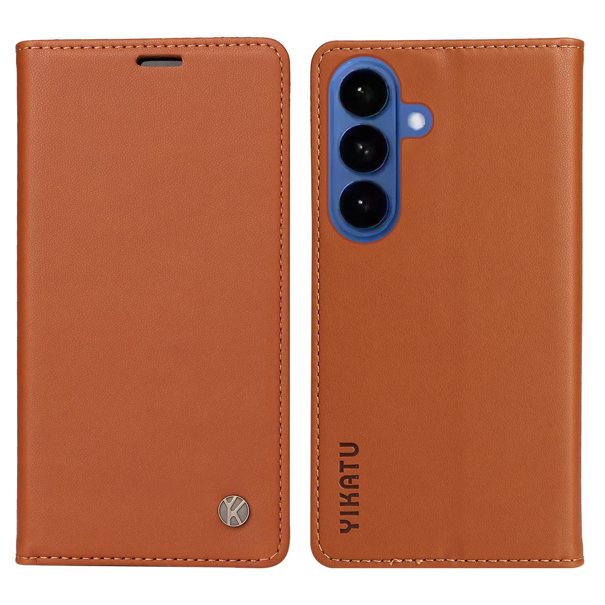 For Samsung Galaxy S26+ Phone Cases YIKATU Magnetic Closure PU Leather Mobile Cover