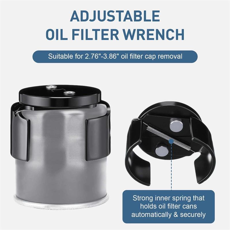 Adjustable Two Jaw Oil Filter Wrench Tool For Easy Oil Change Remove Install Filter Element Auto Maintenance Repair