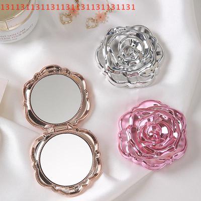 Přenosné Mini Zrcátko Retro Růžový Květ Malé Kapesní Zrcátko na Make-up Oboustranné Ruční Zrcátka Kompaktní Kosmetický Nástroj na Krásu Dárek