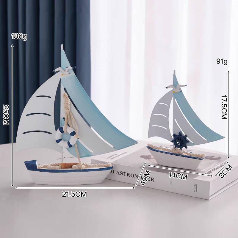Porzellan Segelschiff Modell im mediterranen Stil - Kreative Holz Heimdeko Ornamente