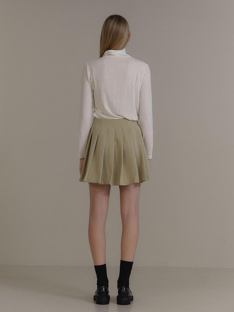 ANOETIC Anc Buckle Pleats Wrap Skirt_Beige