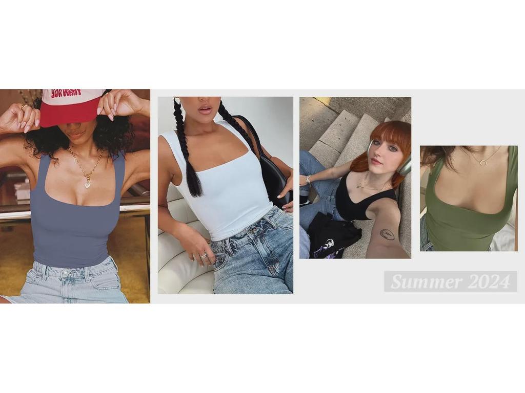 European-American Style Sleeveless Square Neck Milk Silk Camisole for Women
