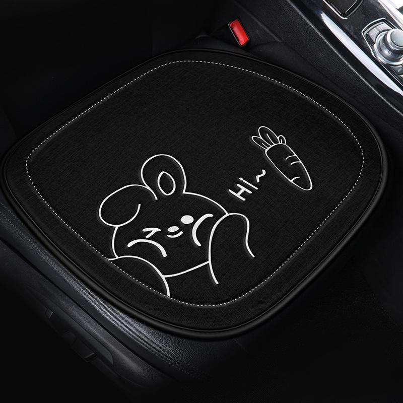 

Модный чехол для подушки сиденья автомобиля, ледяной шелковый лен, мультяшный кролик, женский автомобиль, милый, противоскользящий, дышащий, защитный коврик для сиденья, универсальный