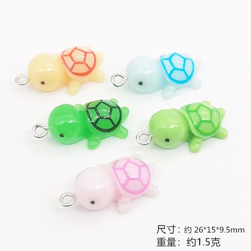 5pcs Cute Mini Fun Green Turtle Charms Animal Resin Pendant for Jewelry Making Accessories DIY Earrings Necklace Keychain