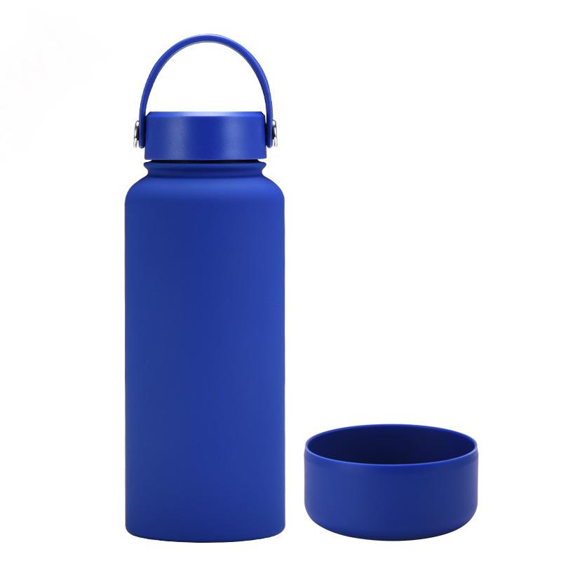 1L Large-Capacity Thermos Cup With Non-Slip Bottom, Portable Outdoor Sports Kettle, Frosted Water Cup