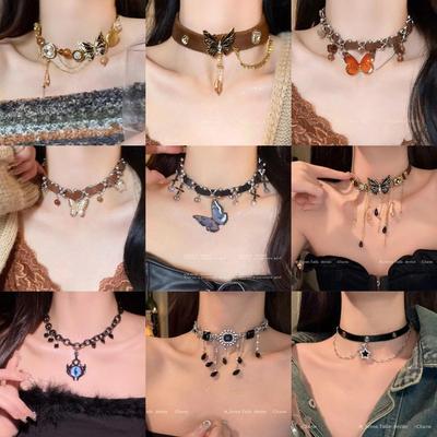 Velvet Butterfly Tassel Necklace - Spicy Autumn/Winter Choker, Sweet & Cool Trendy Design, New Clavicle Chain G