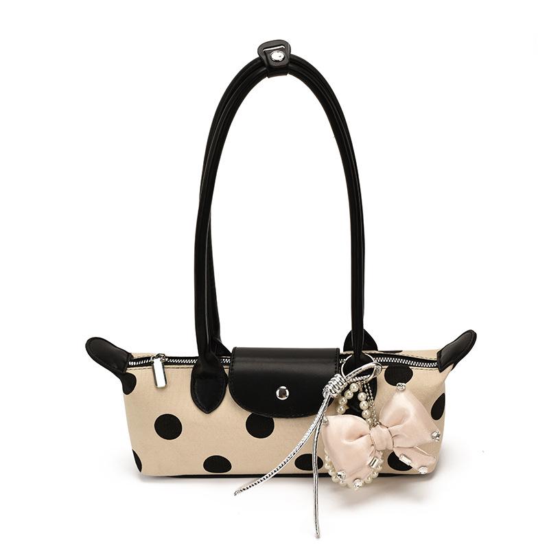 2026 French Light Luxury Cowhide Long Handle Dumpling Baguette Crossbody Bag