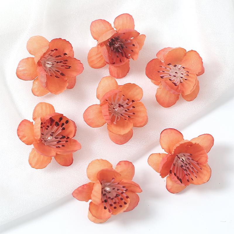 10/20Pcs 4cm Silk Peach Blossom Petals Simulation Cherry Blossom Flowers Heads for Home Room Dceor Bridal Wedding Decoration
