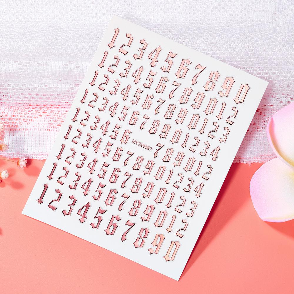 Color Digital Nail Art Sticker Fluorescent Laser Gold And Silver Featured Nail Jewelry 3D Nail Sticker