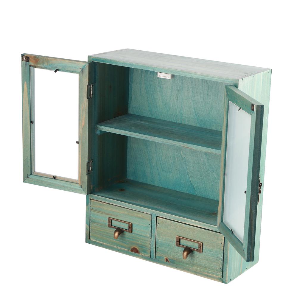 MultiFunctional Desktop Storage Box with Drawer Wood Cosmetic Storage Container for Home