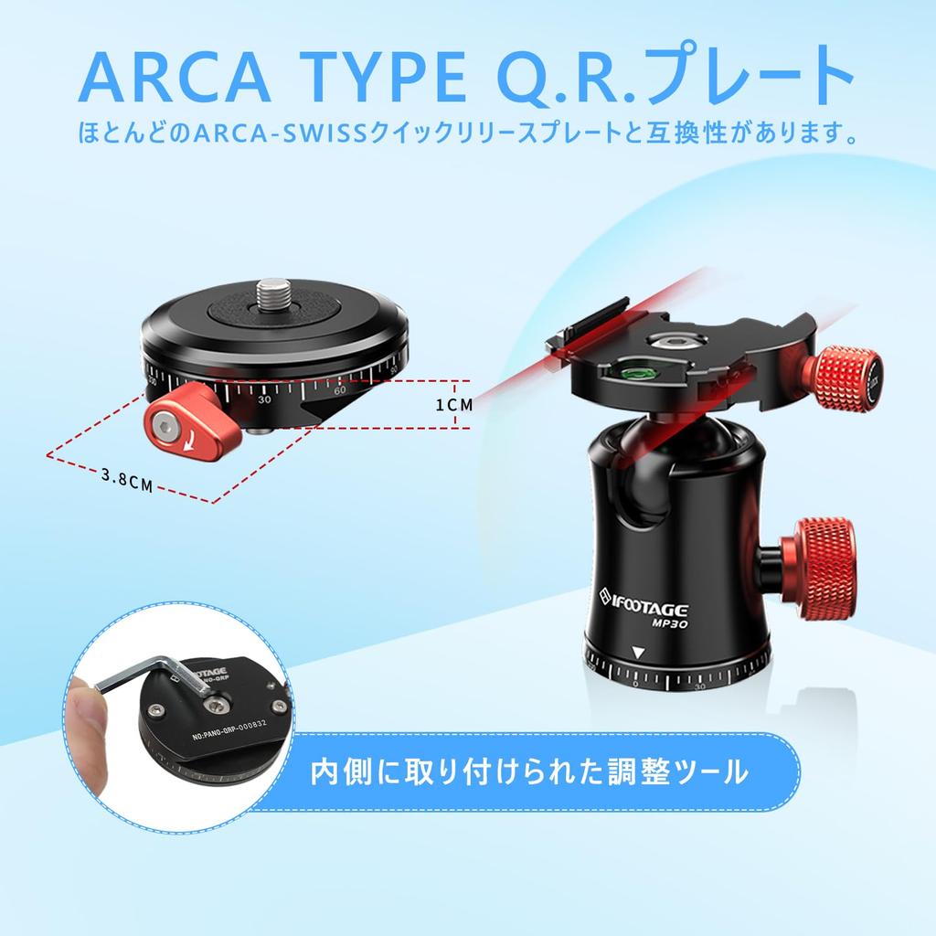 IFOOTAGE MP30 Dual Panoramic Photography Tripod Ball Professional Aluminum Ball Head for DSLR 10kg and Tilt Angle 360° Head, Tripods, Monopods,