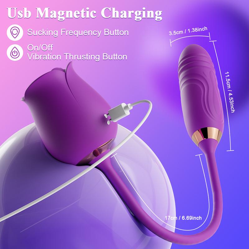 Sexy Adult Female Rose-Sucking Dildo Vibrator Women Nipple Clit Stimulator Vibrating Penetration Vagina Vibrator Erotica Toys