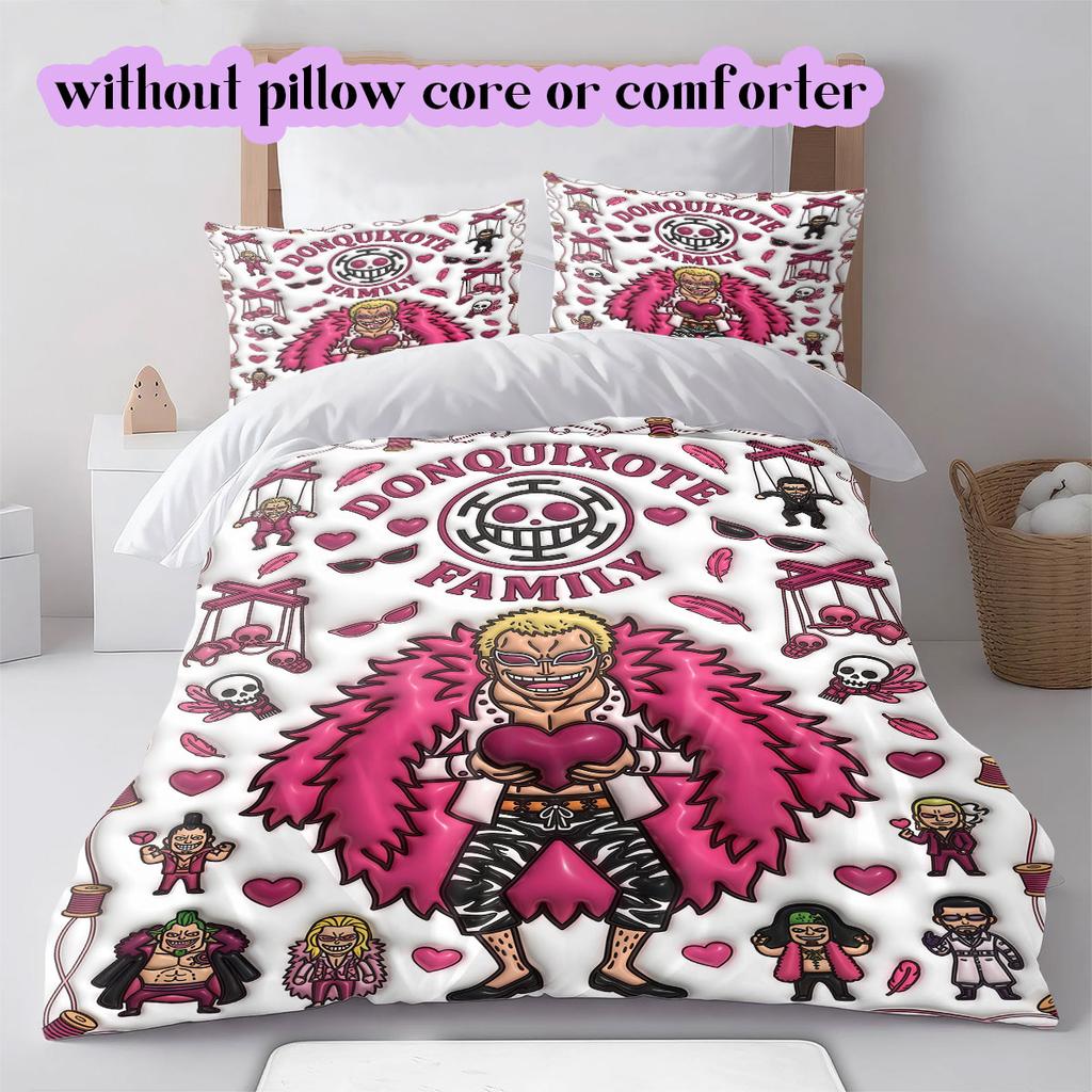 OnePiece 3pcs Cartoon Print Bedding Set Duvet Cover Children's Gift Various Sizes Extra Large Size New
