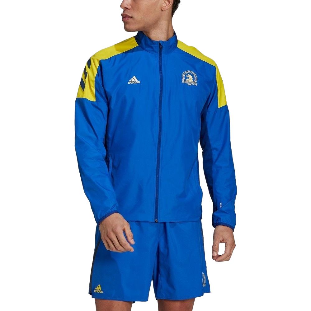 Adidas Boston Marathon Colorblock Zip-Up Long Sleeve Jacket Men Outerwear Blue GQ8331