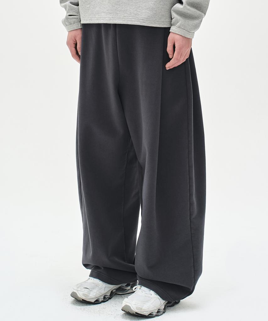 Sobeomeonteu Daily Double-Pleat Wide Pants - Anthracite Charcoal -