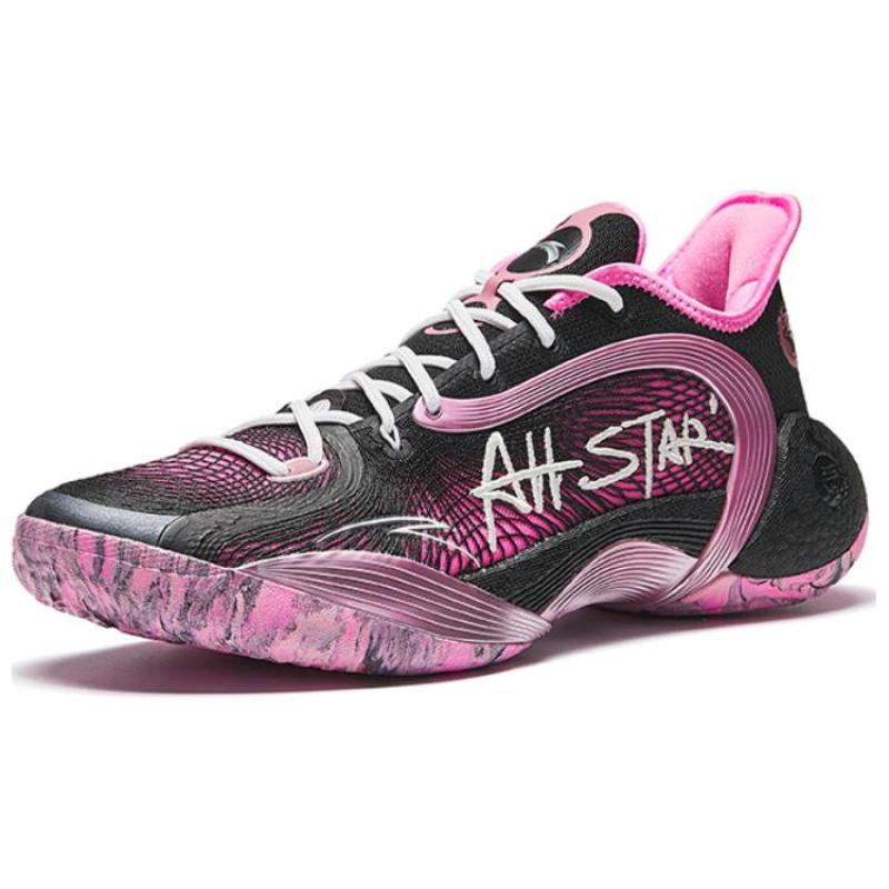 Anta 3 Point Rain 2 Cushioning Slip Resistant Low top Basketball Shoes Men's Black Pink Sneakers