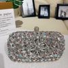 Elegant Rhinestone-Embellished Chain Shoulder Bag Women Butterfly Shape Hard PVC Evening Clutch In Black Gold