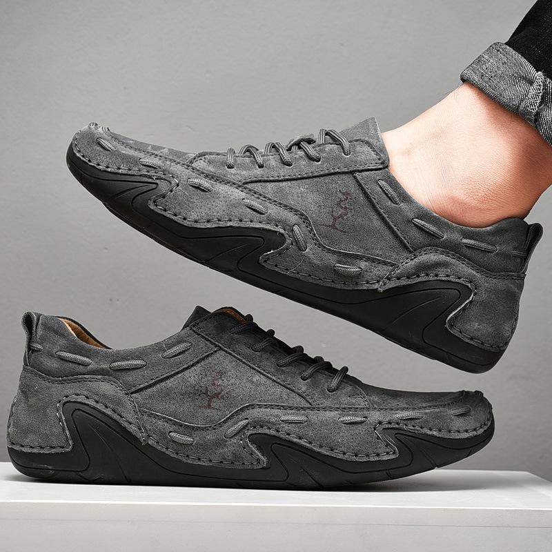 Stor storlek läder vardagliga Doudou skor herr nya enpedals lata skor mångsidiga fot loafers herr