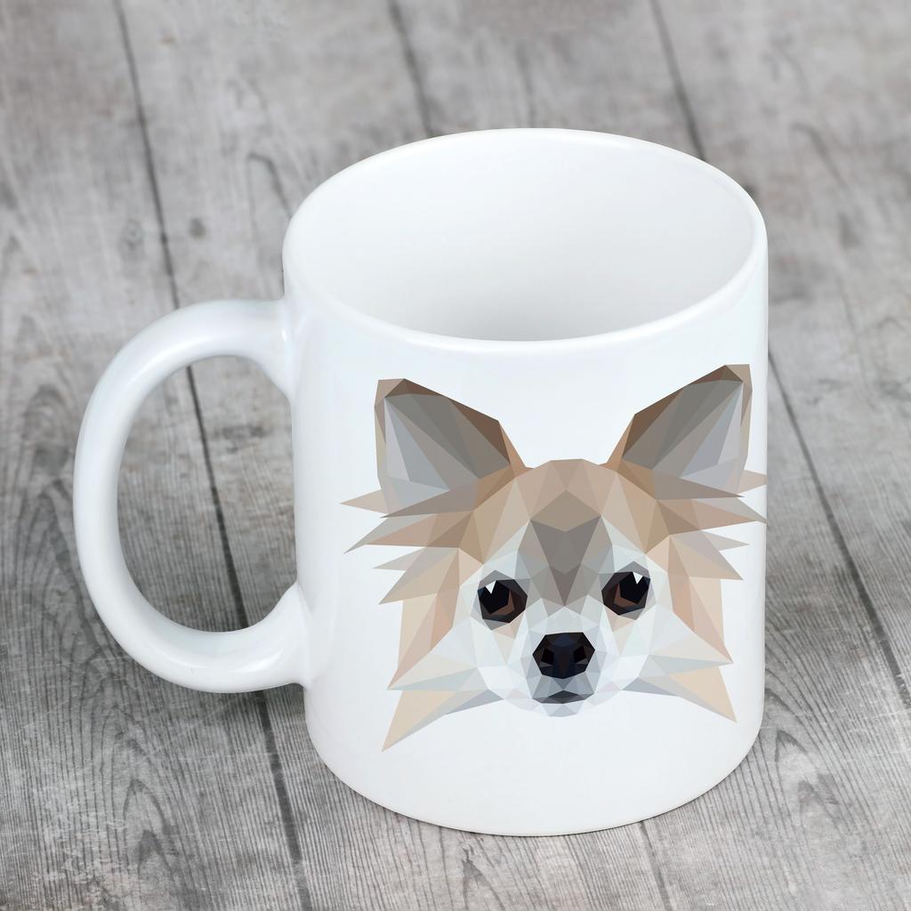 Chihuahua Długowłosy -Kubek Ze Zdjęciem I Napisem Geometryczny Pies Art-Dog