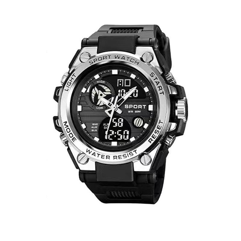 Men's Korean Style Multifunctional Outdoor Sports Luminous Dual Display Electronic Watch