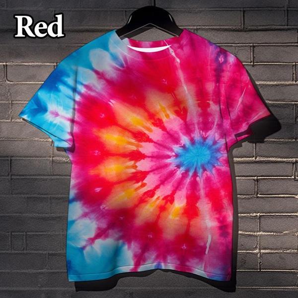 

Крутые футболки с принтом Tie Dye 3D, модные уличные забавные повседневные футболки с коротким рукавом для мужчин и женщин с принтом Vertigo S красный