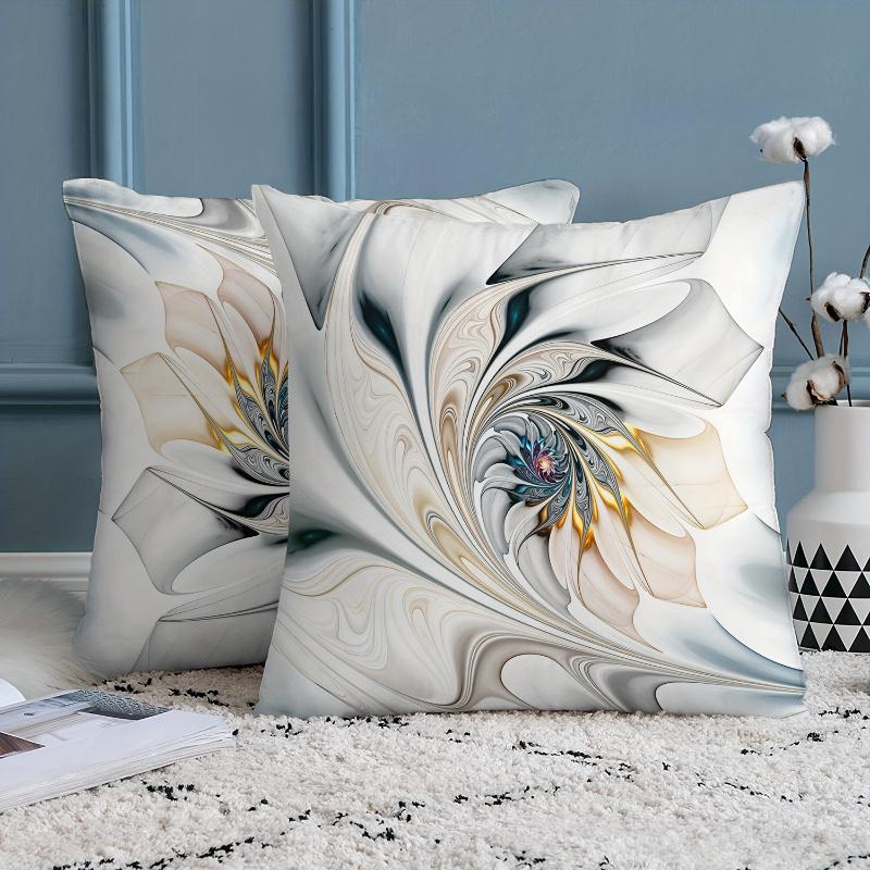 Modern Abstract Art Ink Texture Throw Pillow Covers Machine Washable Zippered Woven Polyester Contemporary Artistic Luxury Decor