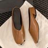 Flats Women Slippers Square Toe Slingback Mules Shoes Dress Woman Sandals 2025 Autumn Cozy Casual Zapatillas De Mujer