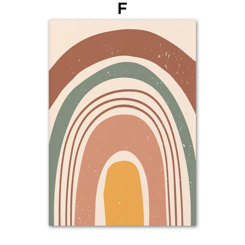 Boho Minimalist Sun Rainbow Flower Leaves Wall Art Canvas Painting Abstract Nordic Posters Prints Pictures For Living Room Decor
