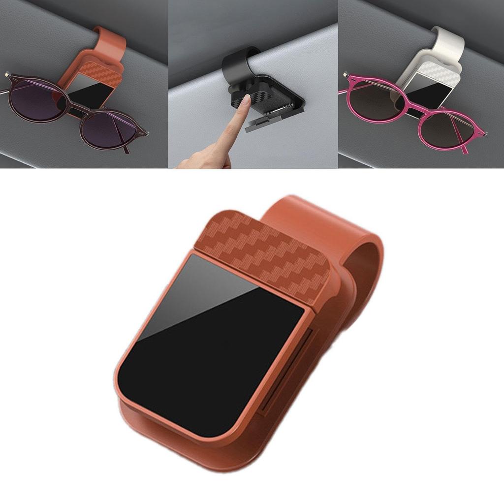 Porta occhiali da sole con visiera Supporto per auto Compatto per Auto Camion SUV Gancio per occhiali Clip Presa Accessori 1,57x2,76 pollici - Marrone