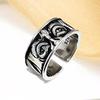 Adjustable Open Ring With Engraved Eye Motif Sterling Vintage Boho Jewelry Women Men