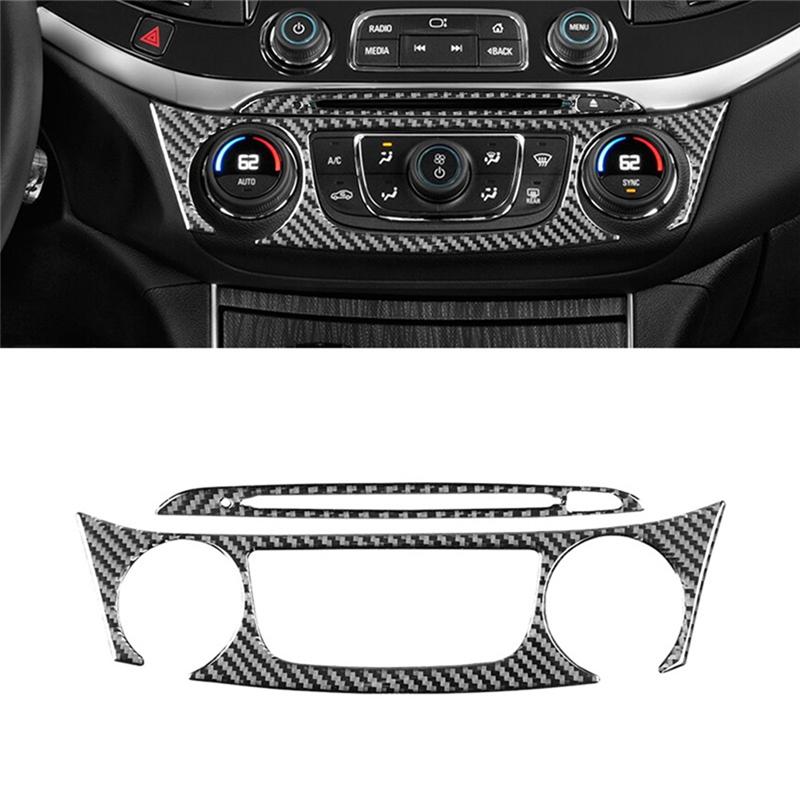 A87Q-For Chevy Impala 2014- Soft Carbon Fiber Car Central Control Air Conditioner Buttons Cover Trim Sticker Accessories
