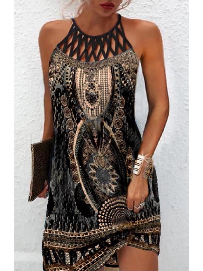 2023 Ethnischer Stil Mesh Ärmelloses Freizeitkleid für Damen - Europäische & Amerikanische Frühjahr/Sommer Kollektion