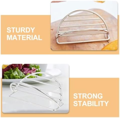 LIFKOME 2 Pack Stainless Steel Taco Holder Stand, Space-Saving Stackable Pancake Display Rack for Kitchen Party, Silver