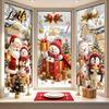 Home Holiday Decoration Christmas Window Clings Cute Snowman Santa Penguin Reindeer Stickers for Removable Festive Wall Art Glass Reusable