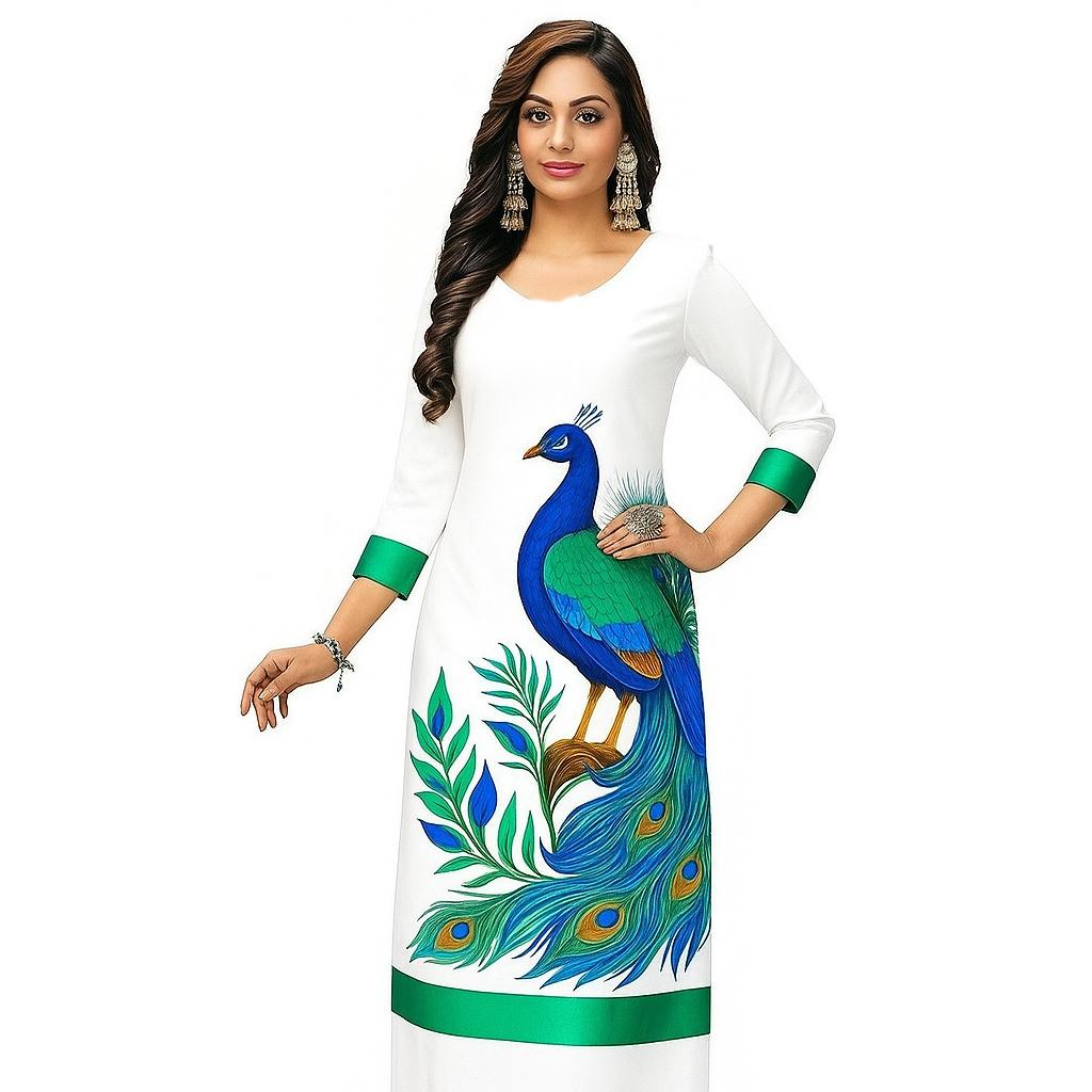 

Удобная и стильная одежда в мусульманском стиле: Курти с принтом павлина и дышащим круглым вырезом продемонстрирует ваш уникальный вкус. XL оранжевый