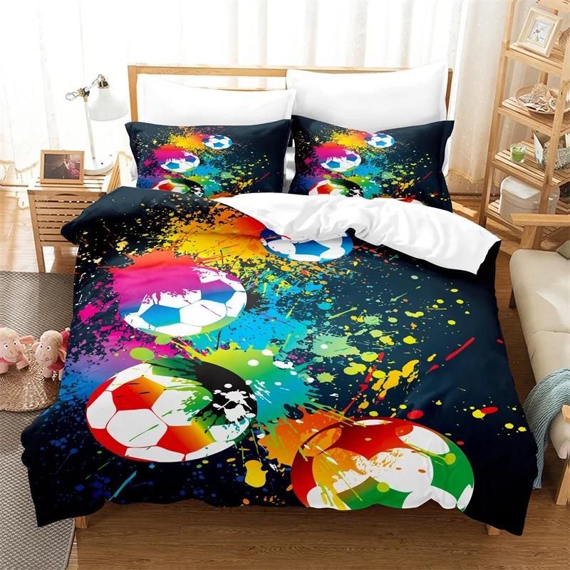 Football Bedding Set Competitive Sports Boy Duvet Cover Set King Quilt Cover Youth Children's Double Duvet Cover Bedding Set